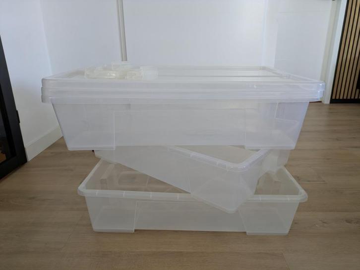 Ikea Samla bak met deksel, 3 stuks a 79x57x18 cm/55 l, Doe-het-zelf en Verbouw, Kratten en Dozen, Gebruikt, Bak of Kist, 75 tot 100 cm