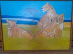 Groot schilderij met als titel DRIE GRATIË-EN 1995, Antiek en Kunst, Ophalen