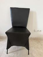 4 Eetkamer Zwart leren stoelen Gerard vd Berg, Ophalen, Gebruikt, Zwart, Leer