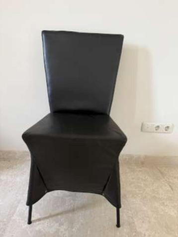 4 Eetkamer Zwart leren stoelen Gerard vd Berg beschikbaar voor biedingen