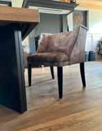 Brede stoel (3) v Olav in grijs groene sterke meubelstof, Ophalen, Zo goed als nieuw, Vijf, Zes of meer stoelen, Stof