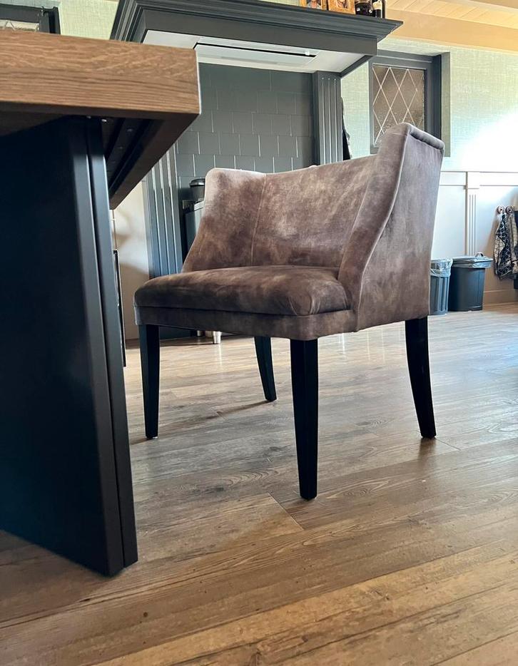 Brede stoel (3) v Olav in grijs groene sterke meubelstof, Huis en Inrichting, Stoelen, Zo goed als nieuw, Vijf, Zes of meer stoelen