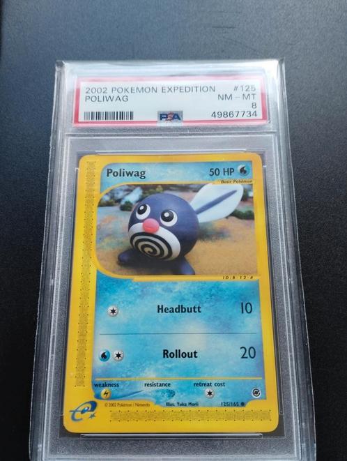 Poliwag Pokemonkaart Expedition base set PSA8 e series NM, Hobby en Vrije tijd, Verzamelkaartspellen | Pokémon, Zo goed als nieuw