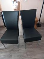 Twee zwarte eetkamerstoelen, Huis en Inrichting, Stoelen, Ophalen, Gebruikt, Zwart, Twee
