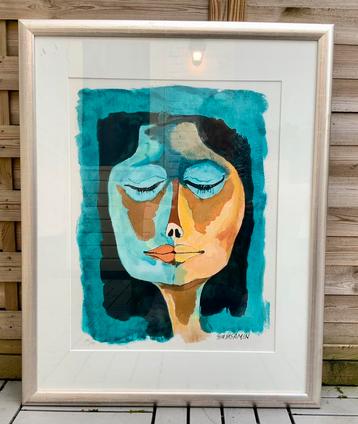 Oswaldo Guayasamin -Rostro (Face)- Ecuador - Litho in lijst 