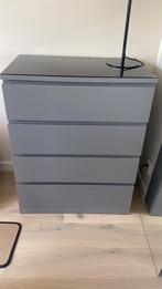 Ikea MALM ladenkast grijs 4 lades incl. glasplaat, Huis en Inrichting, Kasten | Ladekasten, Ophalen, Zo goed als nieuw, 25 tot 50 cm