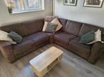 Bruin Leren bank, Huis en Inrichting, Ophalen, Gebruikt, Hoekbank, Modern leer