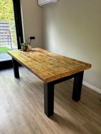 Robuuste Eettafel met Stalen Poten, Gebruikt, 150 tot 200 cm, Grenenhout, Rechthoekig