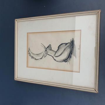 Vintage Aquarel Schilderij - Gesigneerd beschikbaar voor biedingen