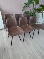 6 industriel eetkamerstoelen van leer., Ophalen, Bruin, Leer, Zo goed als nieuw