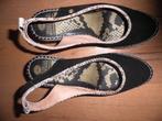 FRED DE LA BRETONIERE LEREN  SCHOENEN MAAT 39, Zwart, Zo goed als nieuw, FRED DE LA BRETONIERE., Sandalen of Muiltjes