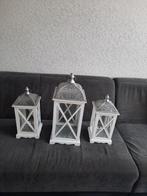 Set van 3 witte lantaarns, Huis en Inrichting, Ophalen, Wit, Zo goed als nieuw, Hout
