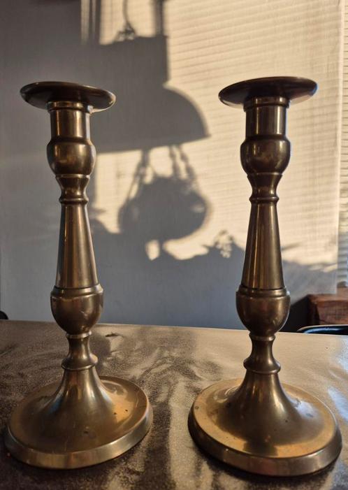 2 x messing kandelaar 23 cm hoog setprijs, Antiek en Kunst, Antiek | Kandelaars, Ophalen of Verzenden