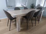 @ naturel whitewash gelakt houten eettafel 220 cm  x 100 cm, Huis en Inrichting, Tafels | Eettafels, Ophalen, Gebruikt, 200 cm of meer
