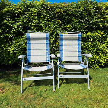 2 blauw witte Dukdalf campingstoelen beschikbaar voor biedingen