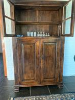 Antieke 18e eeuwse buffetkast / glaskast, Ophalen, Gebruikt, 100 tot 150 cm, Met lade(s)