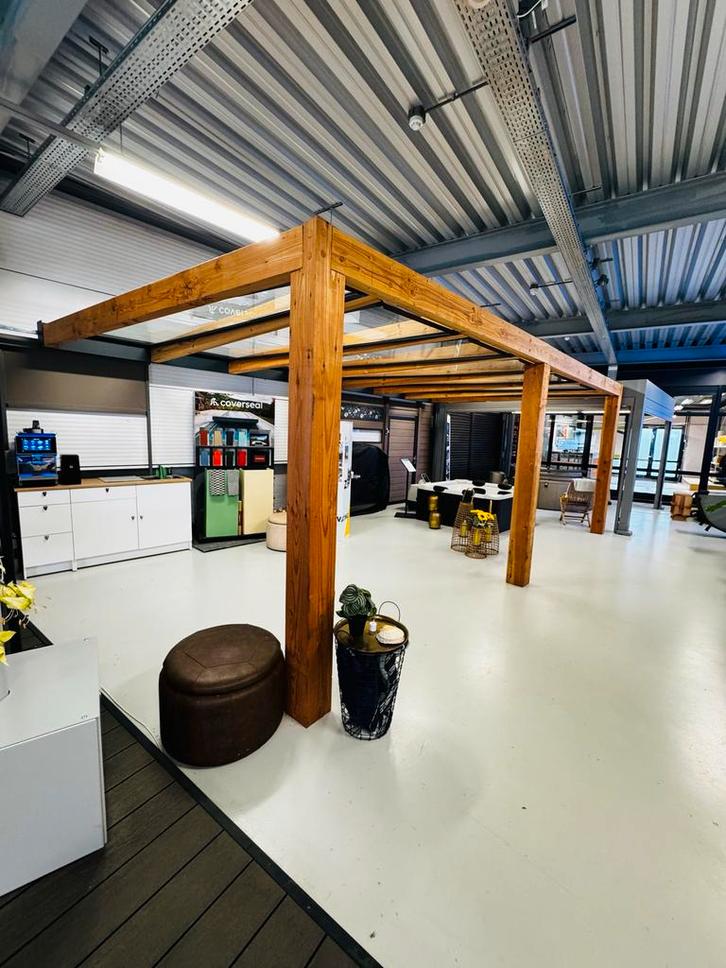 Terrasverkapping met glas en Douglashout 6.65m x 3.73m, Tuin en Terras, Overkappingen, Nieuw, Veranda, Ophalen