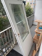 Klassieke hardhouten balkondeur met HR++ glas, Ophalen, Gebruikt, 80 tot 100 cm, Minder dan 200 cm
