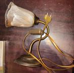 Koperen lamp met glazen kap, Ophalen of Verzenden, Gebruikt, Glas