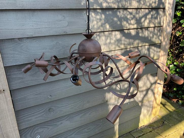 Retro metalen Hanglamp met Krullen, Huis en Inrichting, Lampen | Hanglampen, Zo goed als nieuw, Metaal, Ophalen