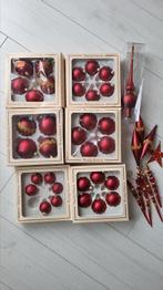 Kerstballen mat rood plus piek, als nieuw!, Diversen, Kerst, Ophalen, Zo goed als nieuw