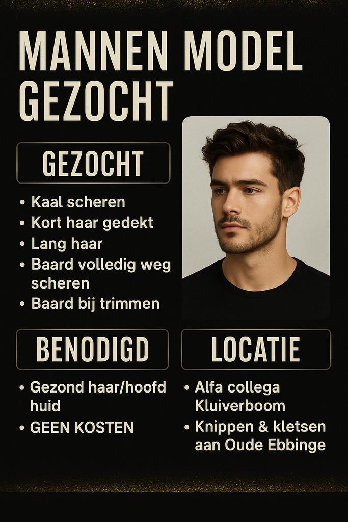 MANNEN KNIP MODEL GEZOCHT, Sieraden, Tassen en Uiterlijk, Uiterlijk | Haarverzorging, Nieuw, Pruik of Haarverlenging, Ophalen of Verzenden