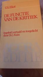 T.S.Eliot, de Functie van de Kritiek., Ophalen of Verzenden, Gelezen