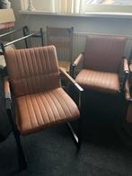 6 Bruine Eetkamerstoelen - Gebruikt, Huis en Inrichting, Stoelen, Ophalen, Gebruikt, Bruin, Stof