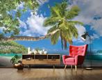 Fotobehang / Behang - Strand - Palmboom aan Zee, Groen, 10 tot 25 m², Tropisch, Verzenden