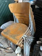9 Vintage schoolstoelen, Gebruikt, Bruin, Ophalen of Verzenden, Vijf, Zes of meer stoelen