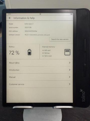 E-Reader TOLINO Epos 2 8GB Black beschikbaar voor biedingen