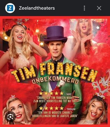 Vier 4 kaarten Tim Fransen 25 sept Caprera Bloemendaal  beschikbaar voor biedingen