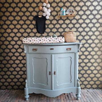 Mooie lichtblauwe biedermeier kast/commode/dressior  beschikbaar voor biedingen
