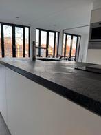 Compleet keukenblad natuursteen met kookplaat zwart, Gebruikt, Zwart, Ophalen of Verzenden, 200 cm of meer