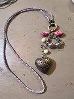 Vintage bedels ketting bedelketting halfedelsteen verzilverd, Sieraden, Tassen en Uiterlijk, Kettingen, Overige materialen, Met strass