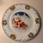Kerstbord schaal keramiek kerstman slee vintage, Ophalen of Verzenden, Gebruikt