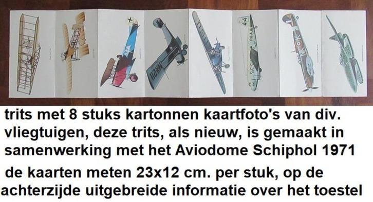 1971, AVIODROME SCHIPHOL, trits met 8 fotokaarten, Verzamelen, Luchtvaart en Vliegtuigspotten, Zo goed als nieuw, Kaart, Foto of Prent