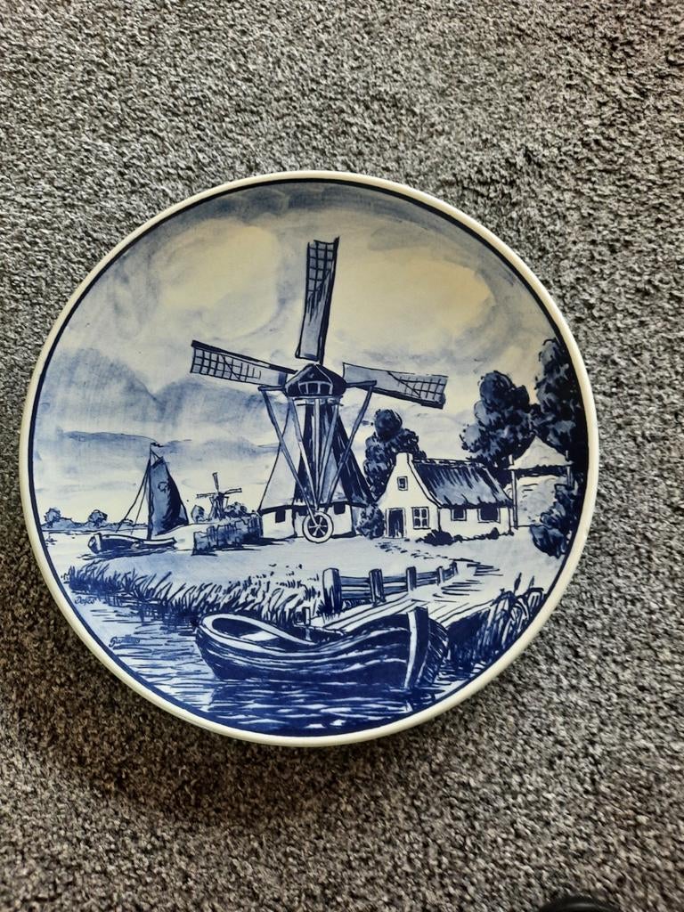 Delfts Blauw Wandbord met Molen, Ophalen of Verzenden