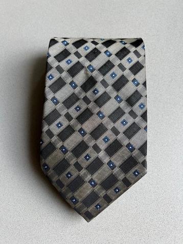 Stropdas met een rustig blokpatroon in (donker) groen, blauw beschikbaar voor biedingen