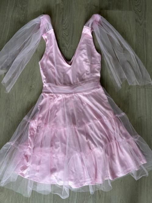 Roze mini jurk van tule met strikdetails Bonprix, Kleding | Dames, Jurken, Nieuw, Maat 36 (S), Roze, Boven de knie, Ophalen of Verzenden