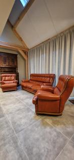 Leren bankstel, Huis en Inrichting, Ophalen, Gebruikt, Minder dan 75 cm, 150 tot 200 cm