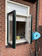 Houten kozijn met openslaande ramen, Doe-het-zelf en Verbouw, Glas en Ramen, Ophalen, Gevelraam of Ruit, Gebruikt, 80 tot 120 cm