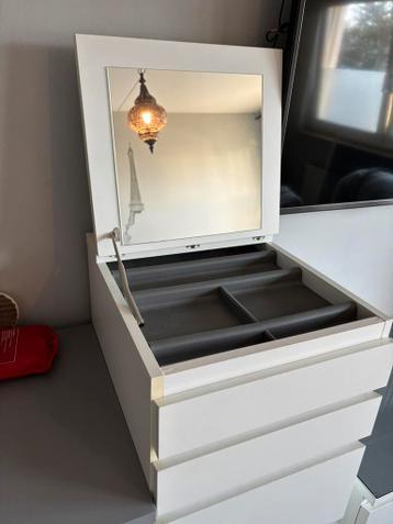 Malm ladekast sieradenkast wit met spiegel 40x123cm - afbeelding 3