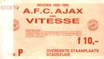 AJAX - Vitesse entreebewijs seizoen 1989-1990, Verzenden, Gebruikt, Ajax