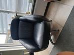 Echt Leder zwarte fauteuil, Huis en Inrichting, Fauteuils, Ophalen, Gebruikt, 75 tot 100 cm, 50 tot 75 cm