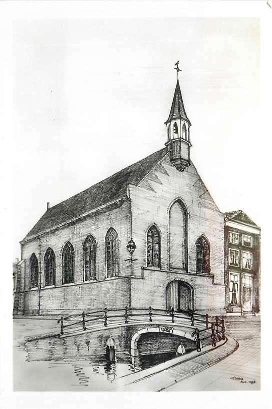 377-074-001 Gouda St Joostkapel, Verzamelen, Ansichtkaarten | Nederland, Zuid-Holland, Voor 1920, Ophalen of Verzenden