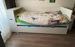 Flaxa bed met hoofdeinde met opbergmogelijkheden, 85 tot 100 cm, Gebruikt, 180 cm of meer, Ophalen