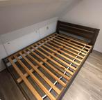 Bedframe + lattenbodem, Ophalen, Gebruikt, Bruin, Tweepersoons