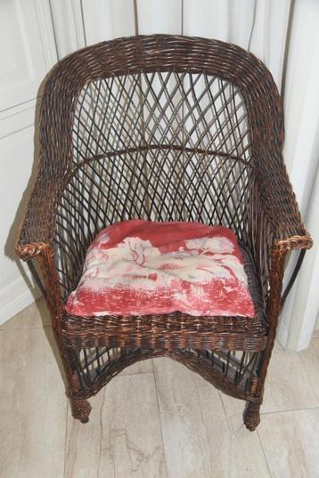 Vintage Rotan loungestoel met kussen stoel boho beschikbaar voor biedingen