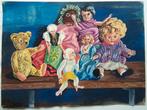 Nicolaas Wijnberg groep poppen gouache, Antiek en Kunst, Verzenden